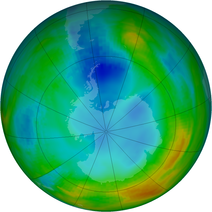Antarctic ozone map for 26 July 1988